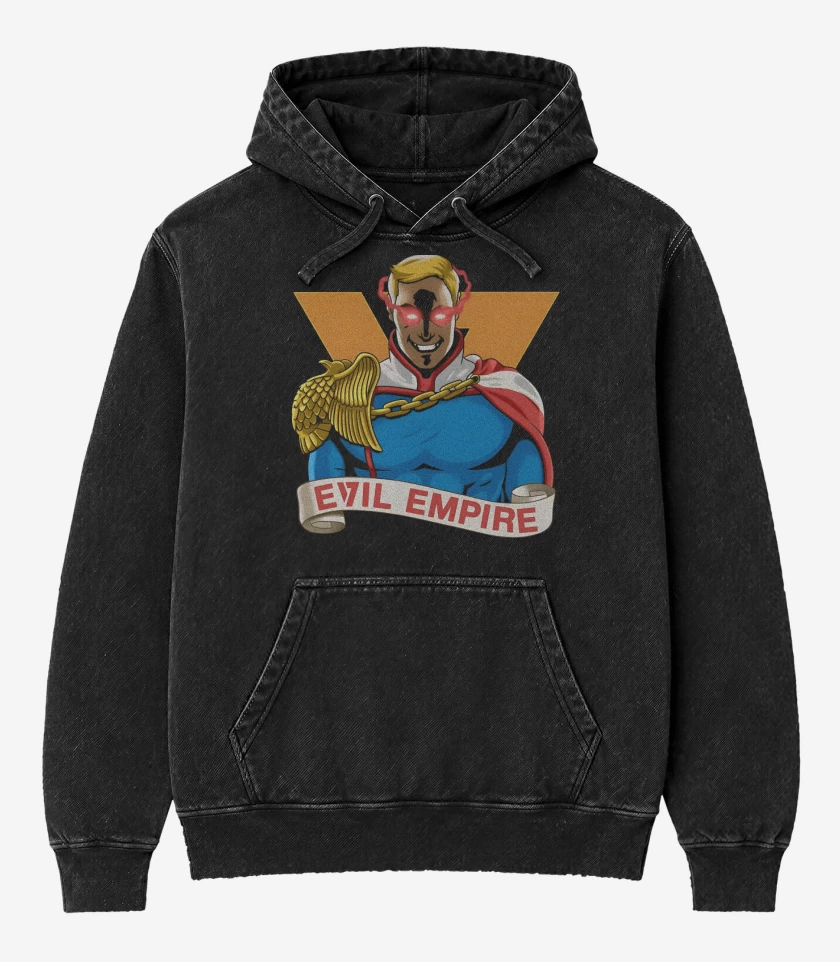 Poleron Canguro Acid Wash Negro de V Empire