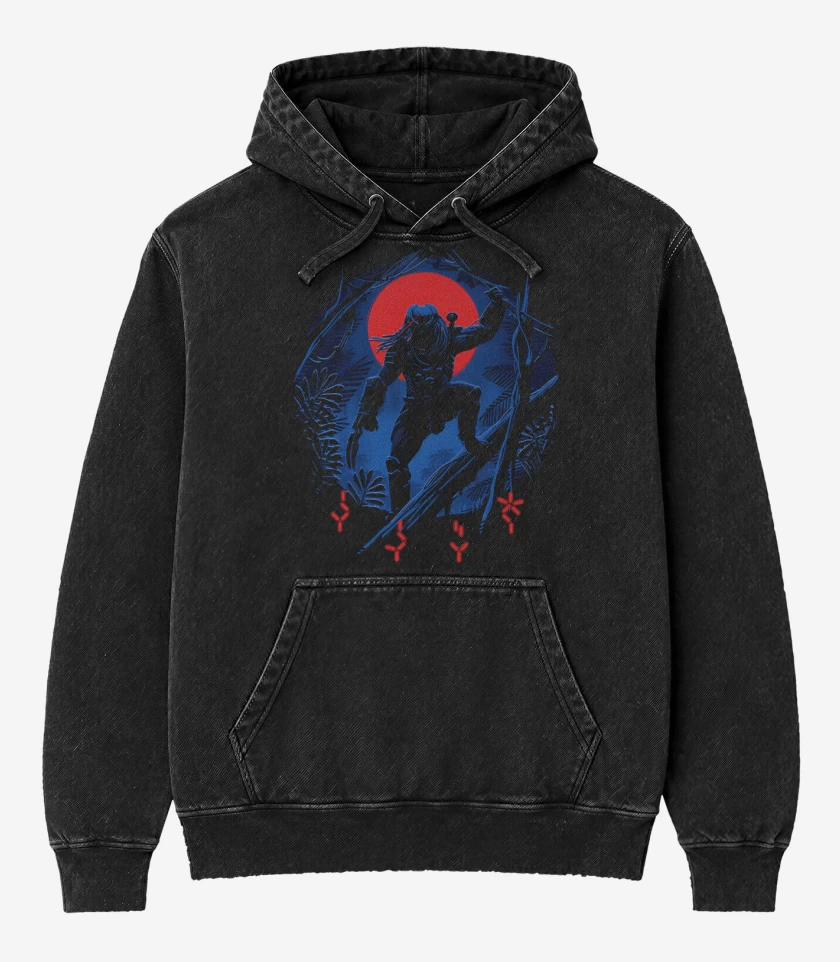 Poleron Canguro Acid Wash Negro de El demonio de la selva