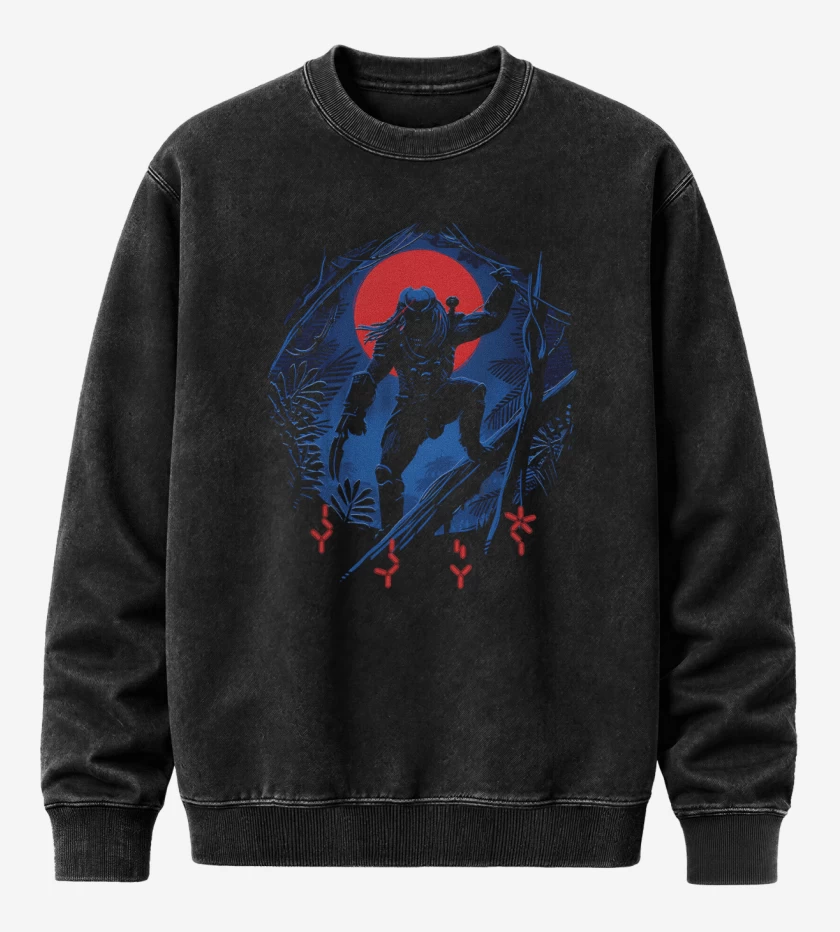 Poleron Polo Acid Wash Negro de El demonio de la selva