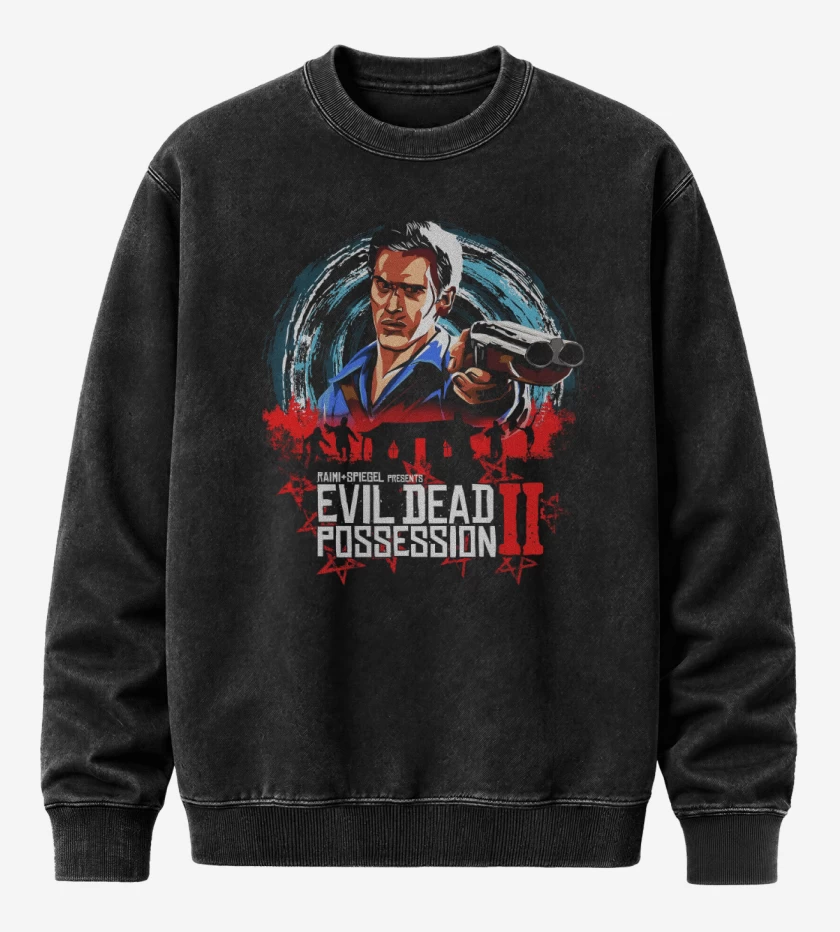 Poleron Polo Acid Wash Negro de Evil Dead Possession II