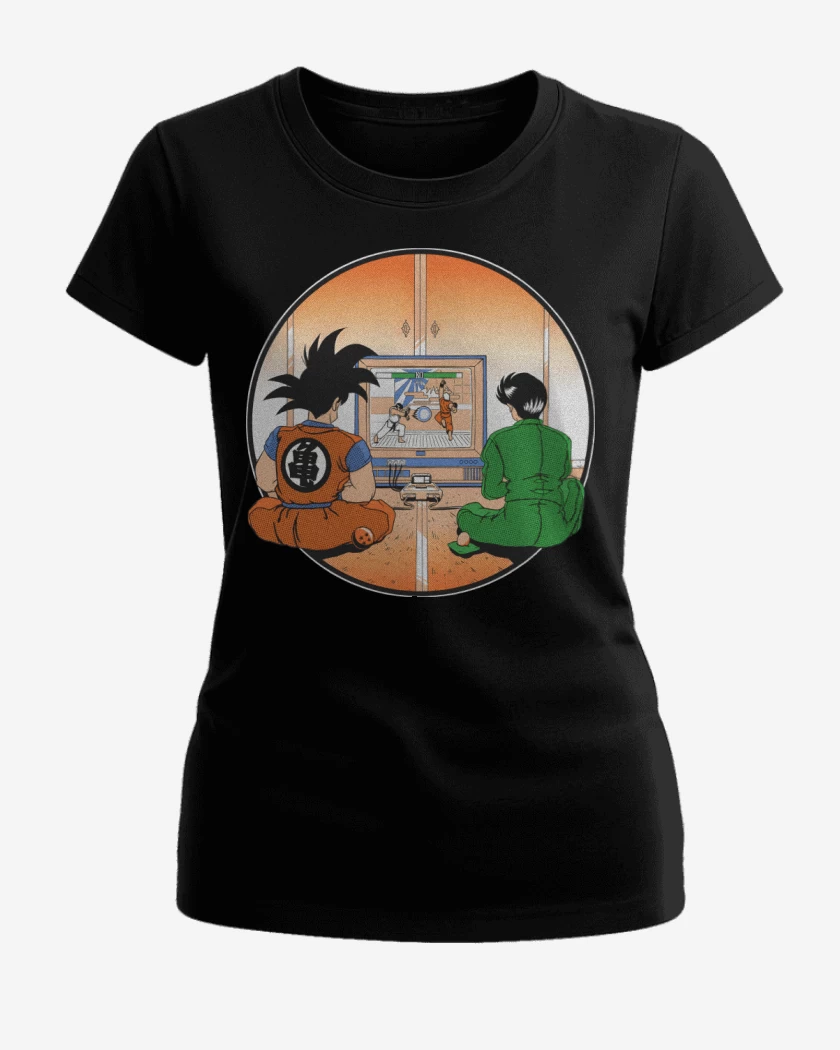 Polera de Mujer Negro de Pelea de Anime