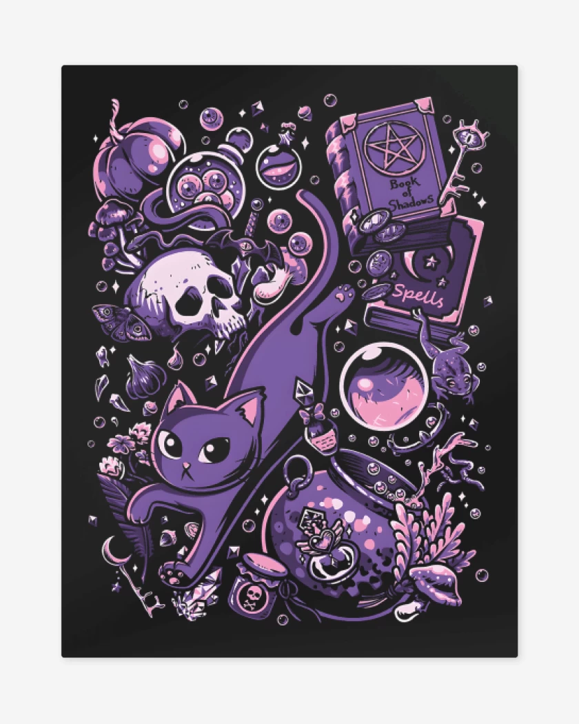 Print metalico Negro de Ingredientes para Brujería