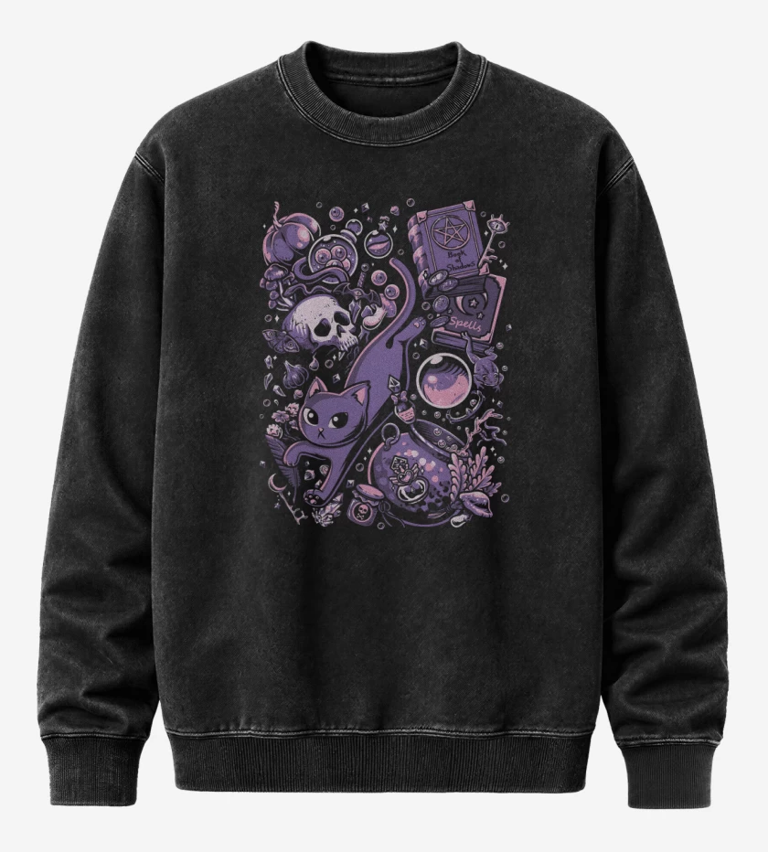 Poleron Polo Acid Wash Negro de Ingredientes para Brujería