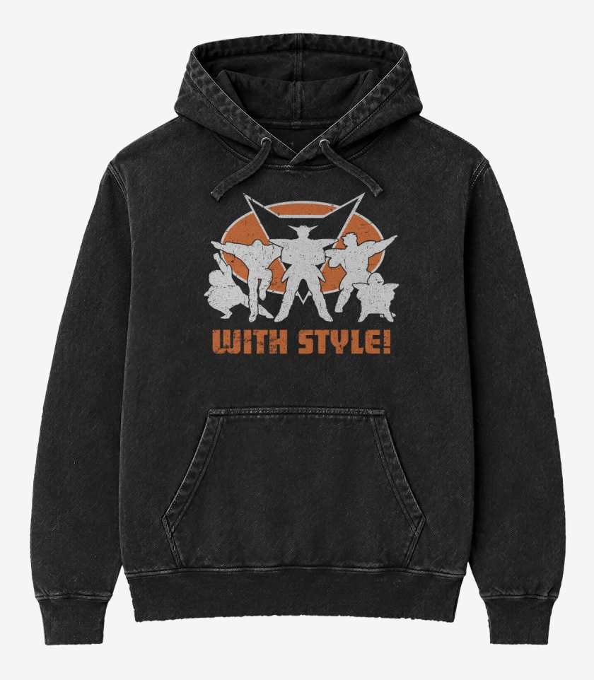 Poleron Canguro Acid Wash Negro de Fuerzas Ginyu