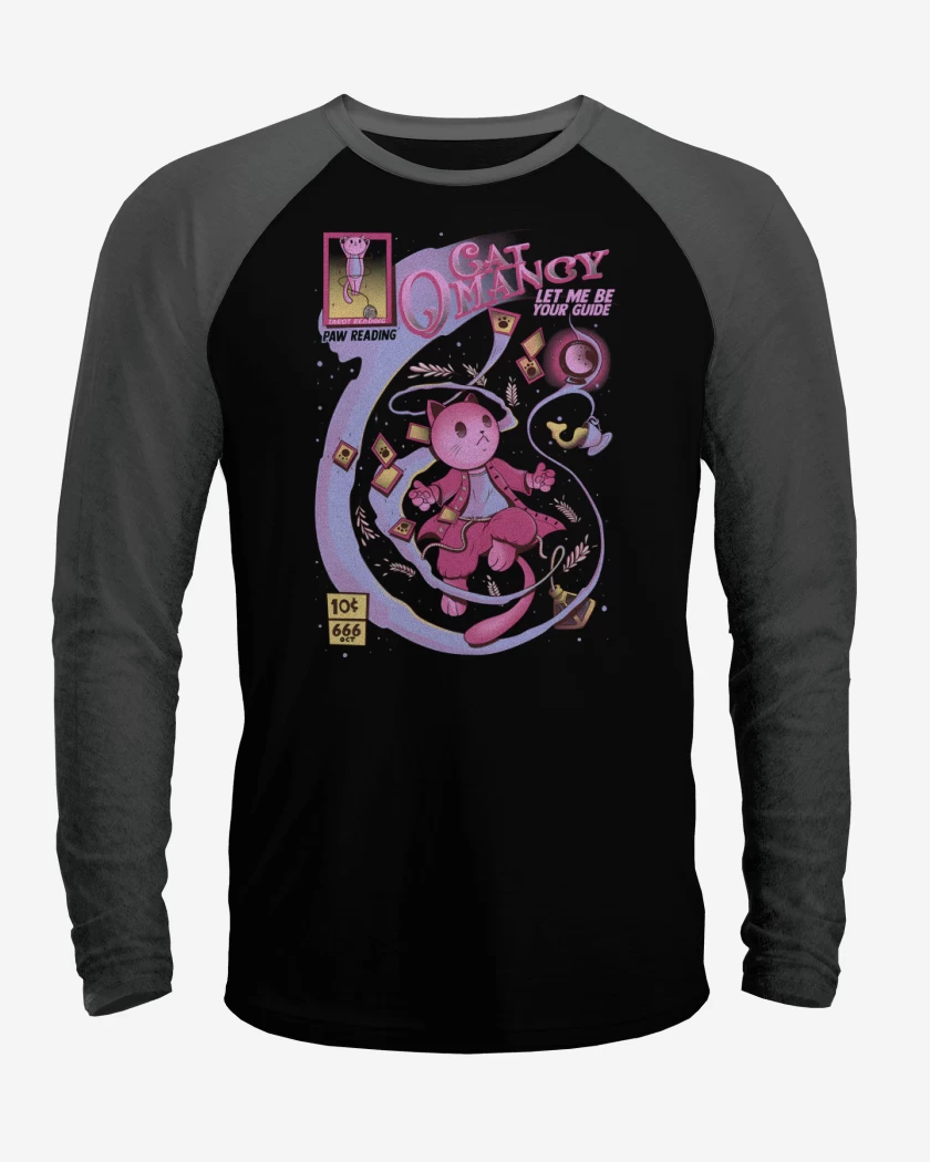 Polera Raglan Negro / Negro Heather de CatOmancy