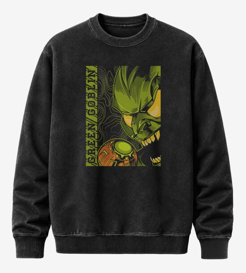 Poleron Polo Acid Wash Negro de Green Goblin