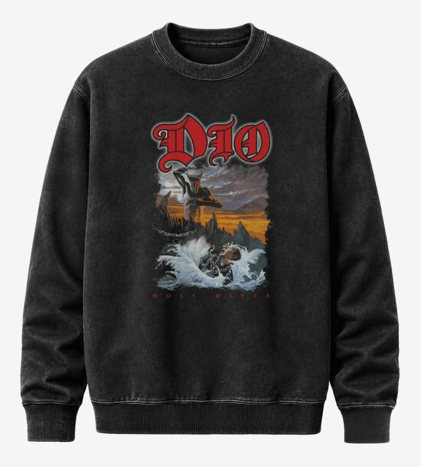 Poleron Polo Acid Wash Negro de Holy Diver