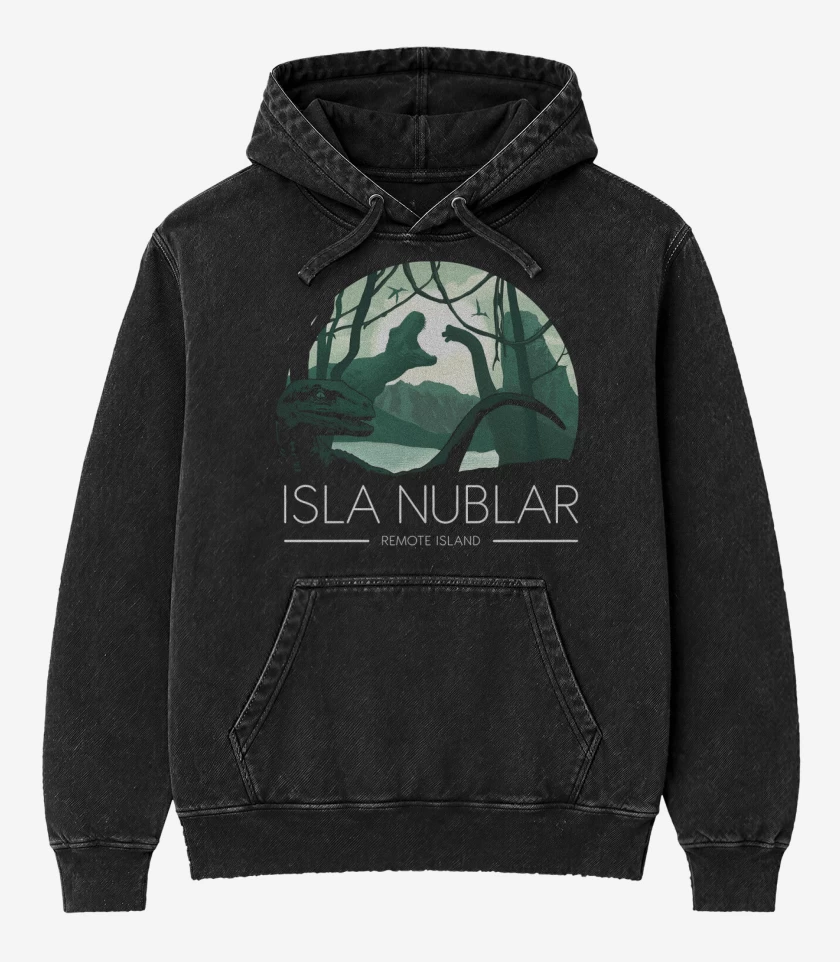 Poleron Canguro Acid Wash Negro de Isla Nublar