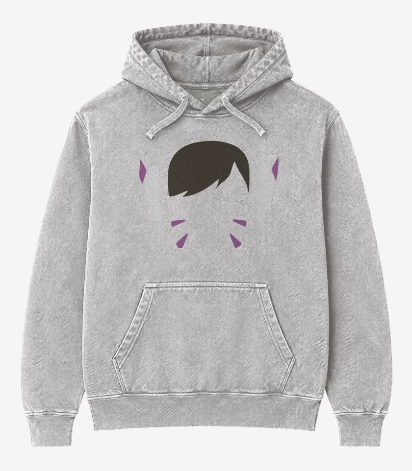 Poleron Canguro Acid Wash Gris Melange de Dva
