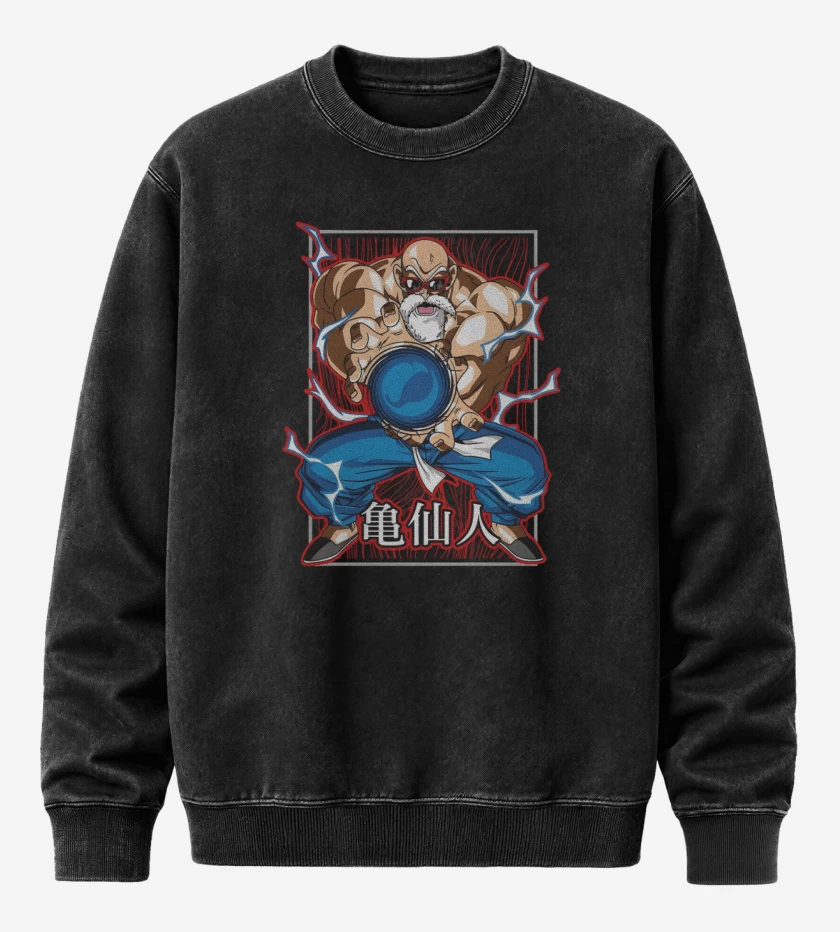Poleron Polo Acid Wash Negro de Kame Sen nin
