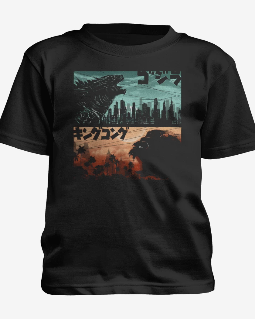 Polera de niño Negro de Kong vs Zilla