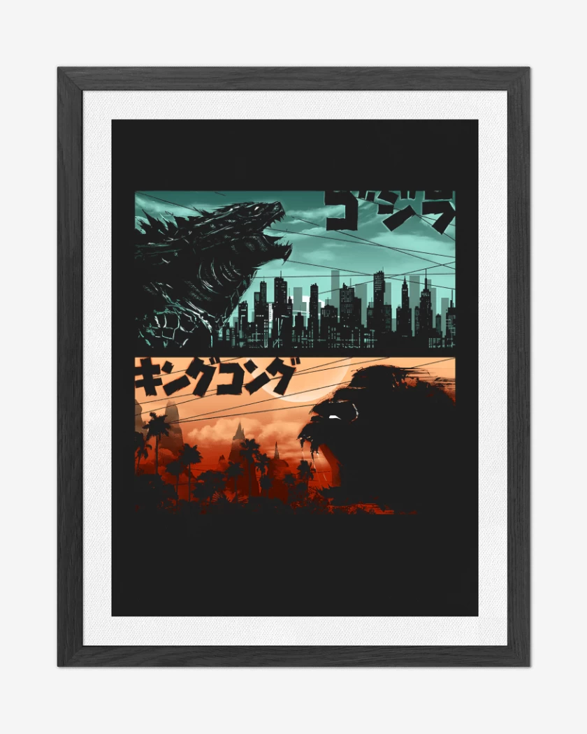 Cuadro decorativo Negro de Kong vs Zilla