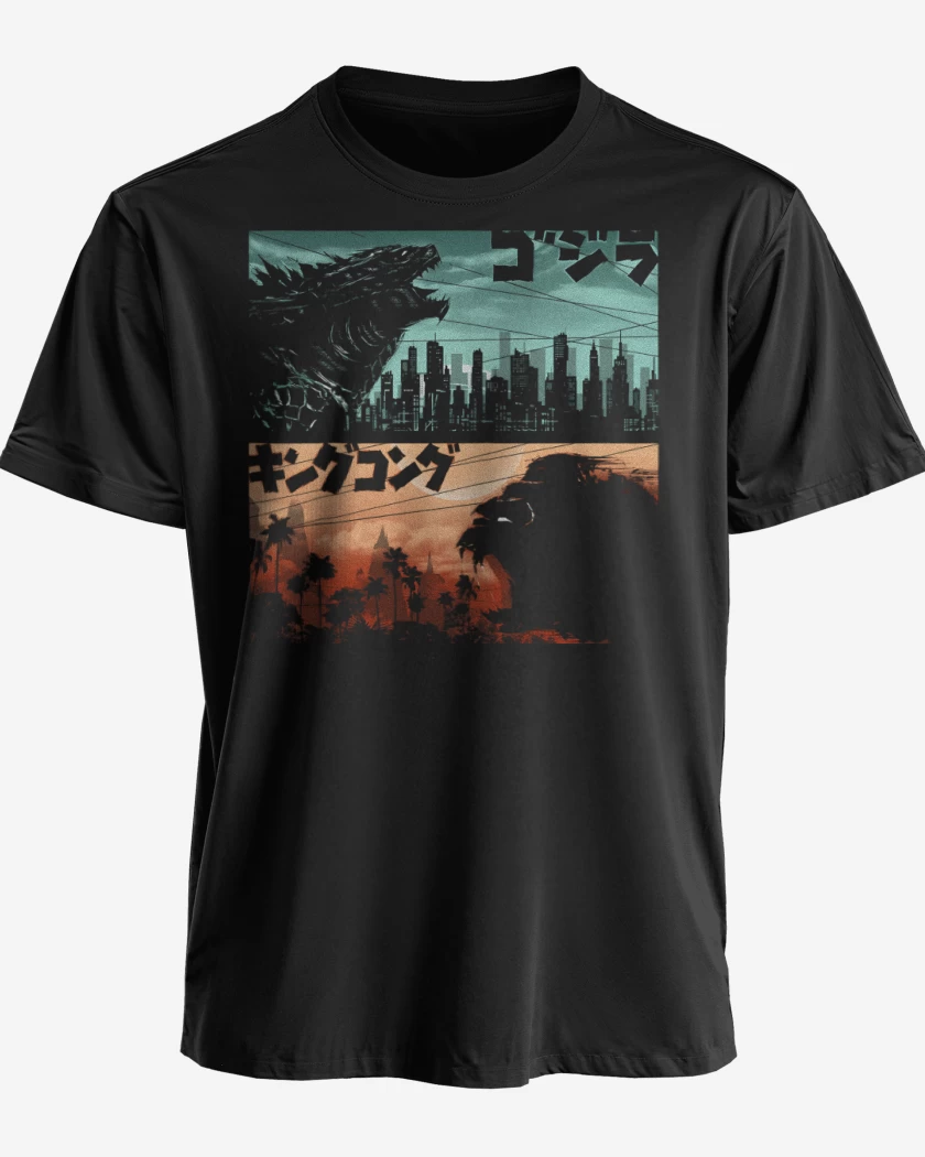 Polera premium Negro de Kong vs Zilla