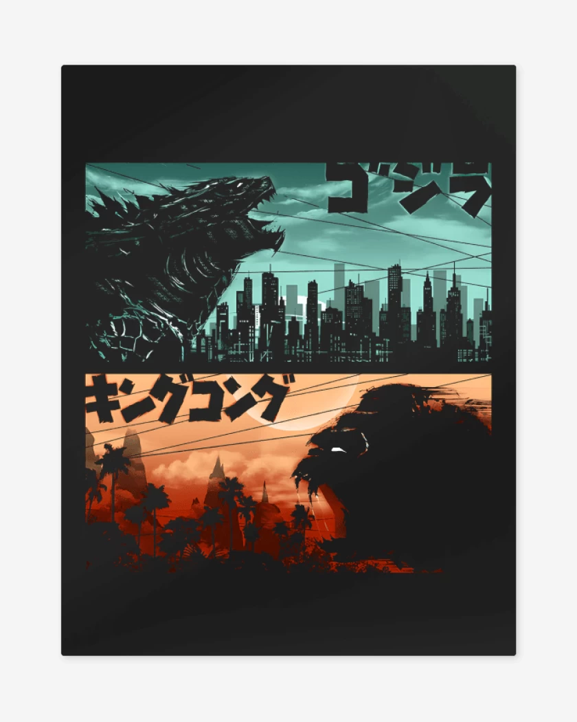 Print metalico Negro de Kong vs Zilla