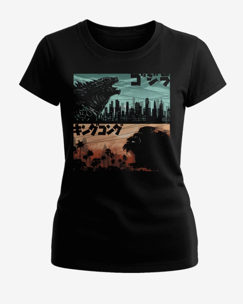 Polera de Mujer Negro de Kong vs Zilla