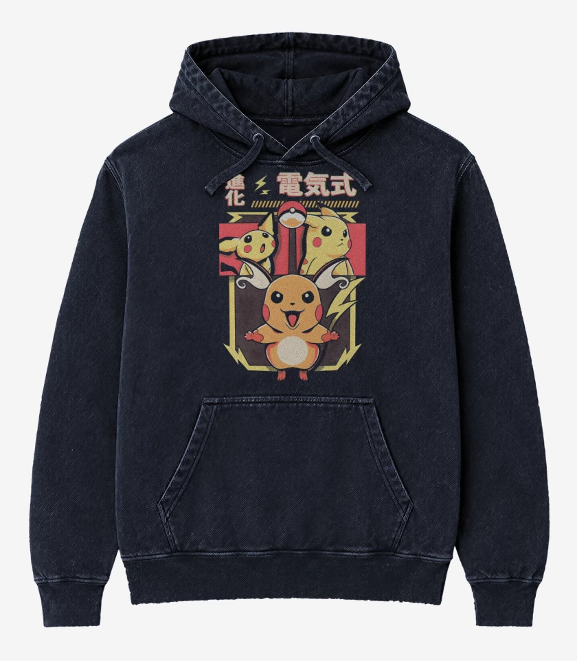 Poleron Canguro Acid Wash Azul Marino de Los Chu