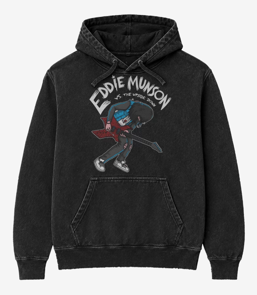 Poleron Canguro Acid Wash Negro de Munson vs Upside Down