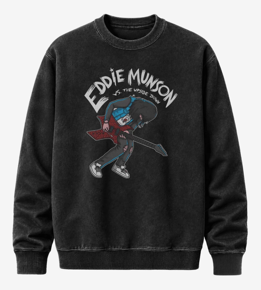 Poleron Polo Acid Wash Negro de Munson vs Upside Down