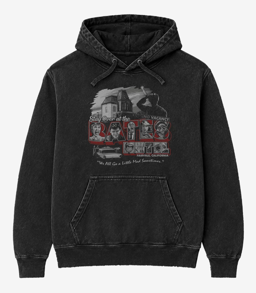Poleron Canguro Acid Wash Negro de No vacancy