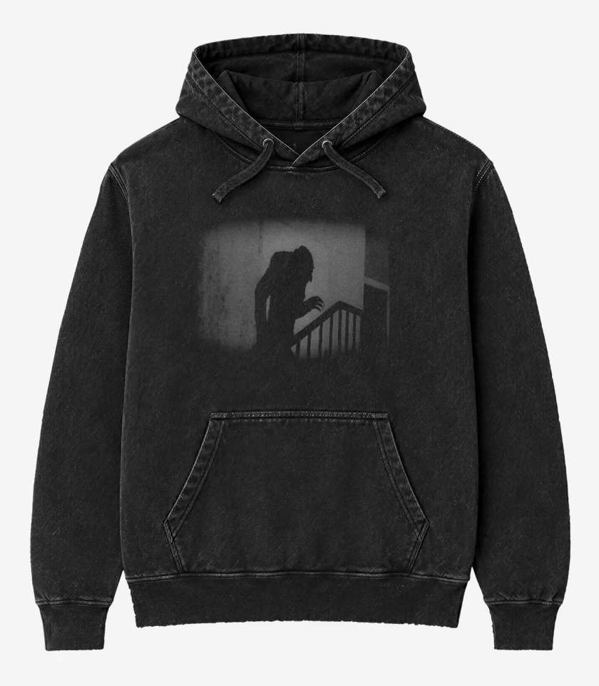 Poleron Canguro Acid Wash Negro de Nosferatu