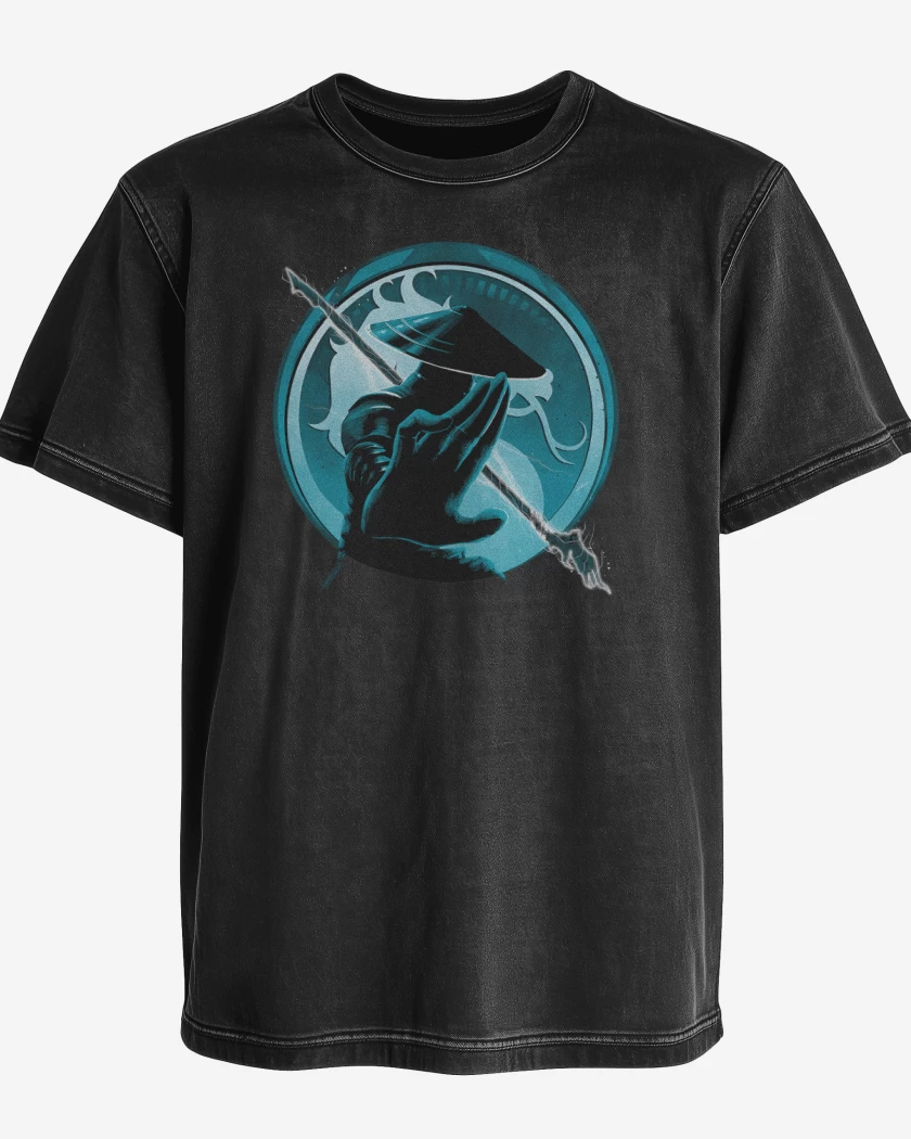 Polera desgastada Negro de Raiden