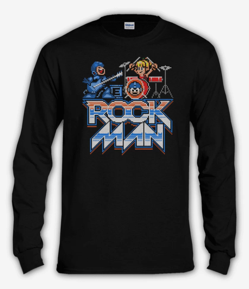 Polera manga larga Negro de Rock Man