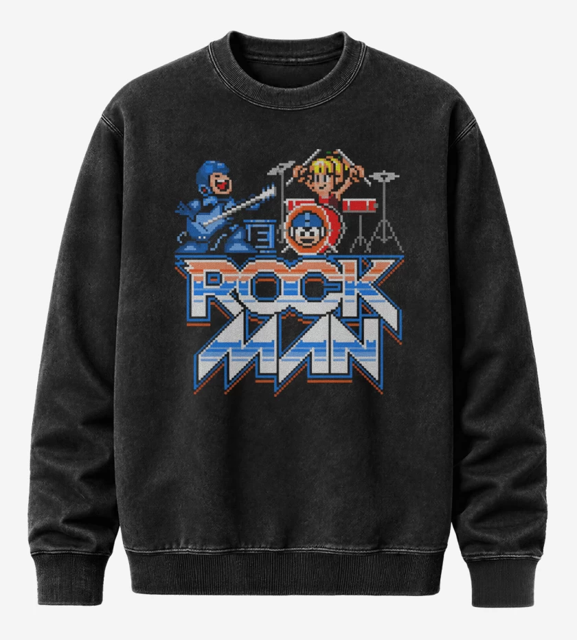 Poleron Polo Acid Wash Negro de Rock Man