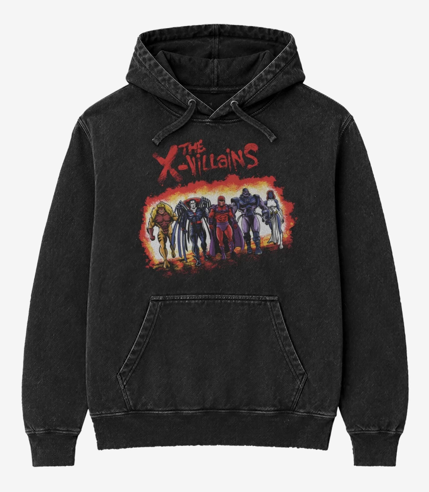Poleron Canguro Acid Wash Negro de The X-Villains