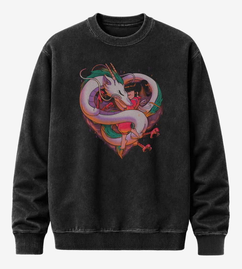 Poleron Polo Acid Wash Negro de Corazón Viajero