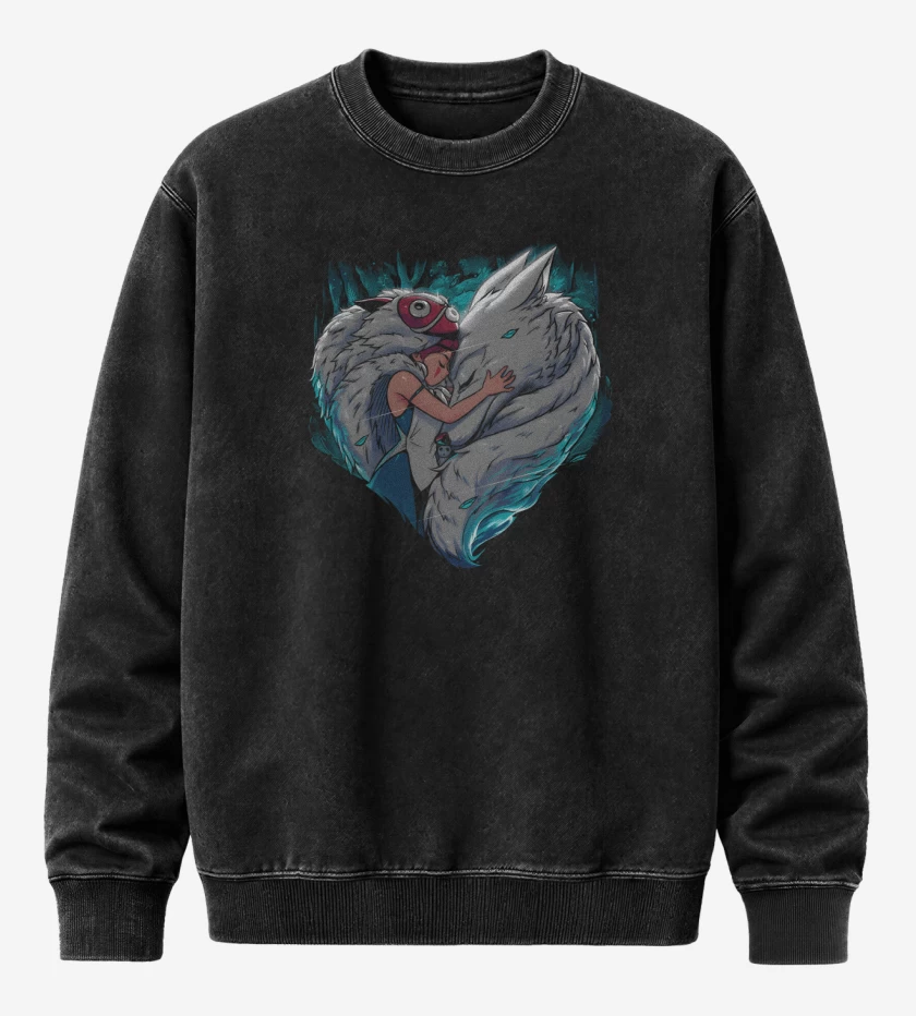 Poleron Polo Acid Wash Negro de Corazón del Bosque