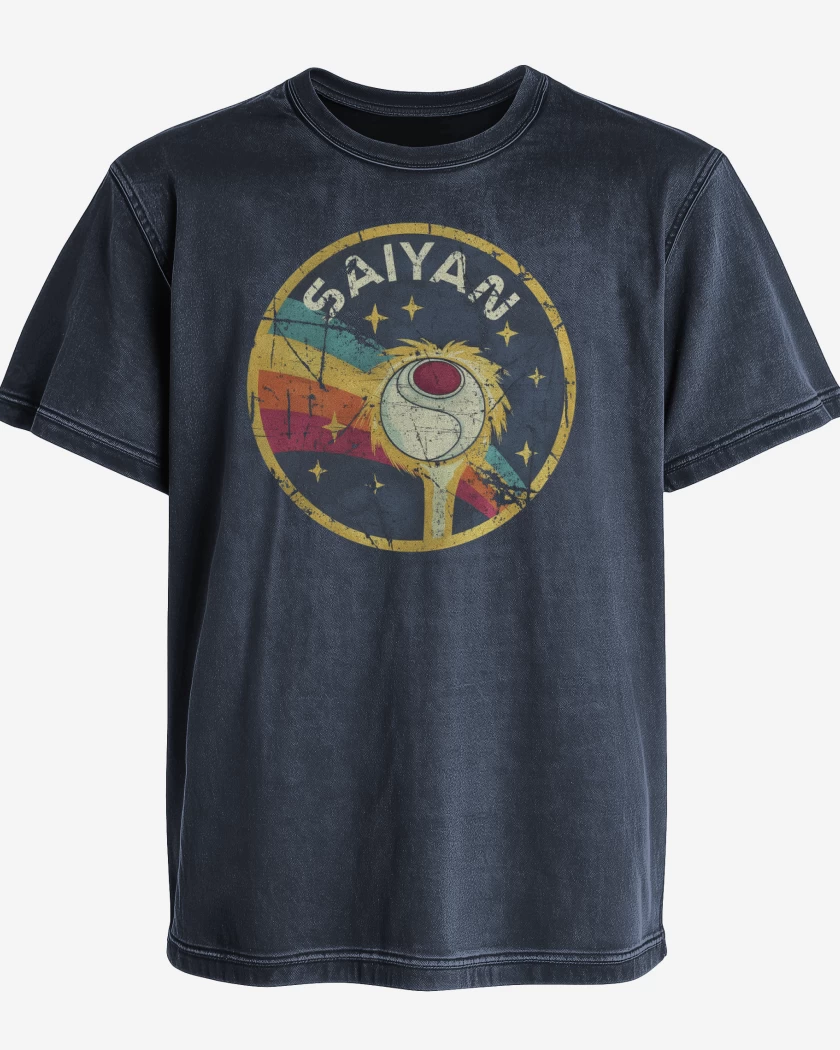Polera desgastada Azul Marino de Saiyan