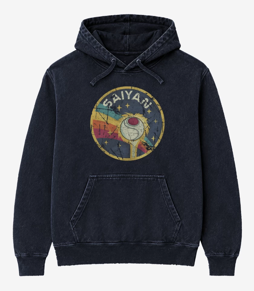 Poleron Canguro Acid Wash Azul Marino de Saiyan