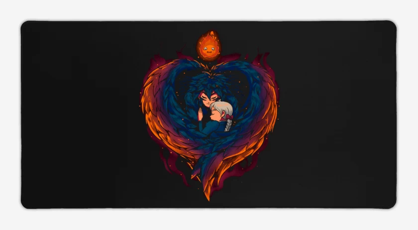 Mouse pad Gamer Negro de Corazón en Llamas