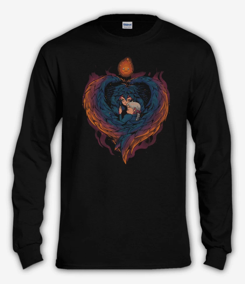 Polera manga larga Negro de Corazón en Llamas
