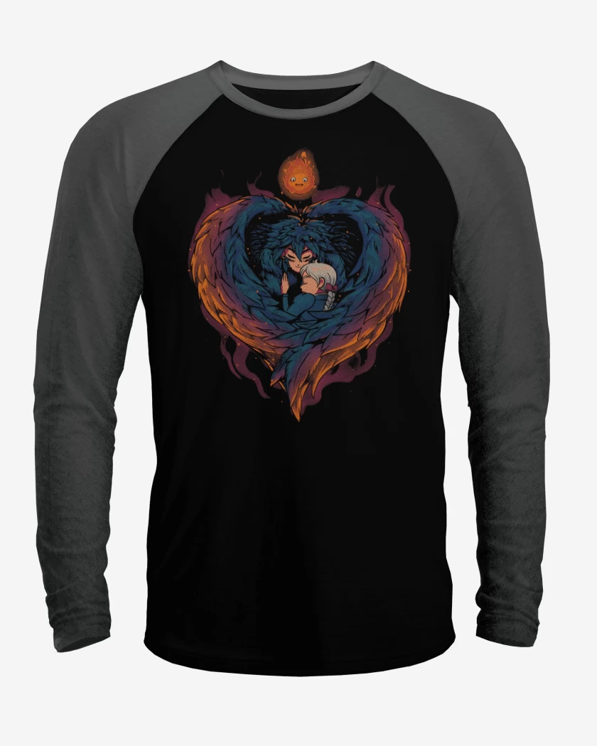 Polera Raglan Corazón en Llamas