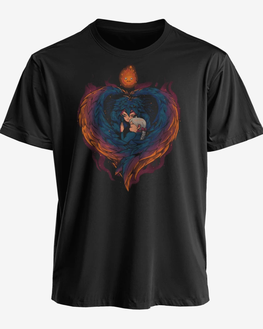 Polera premium Negro de Corazón en Llamas