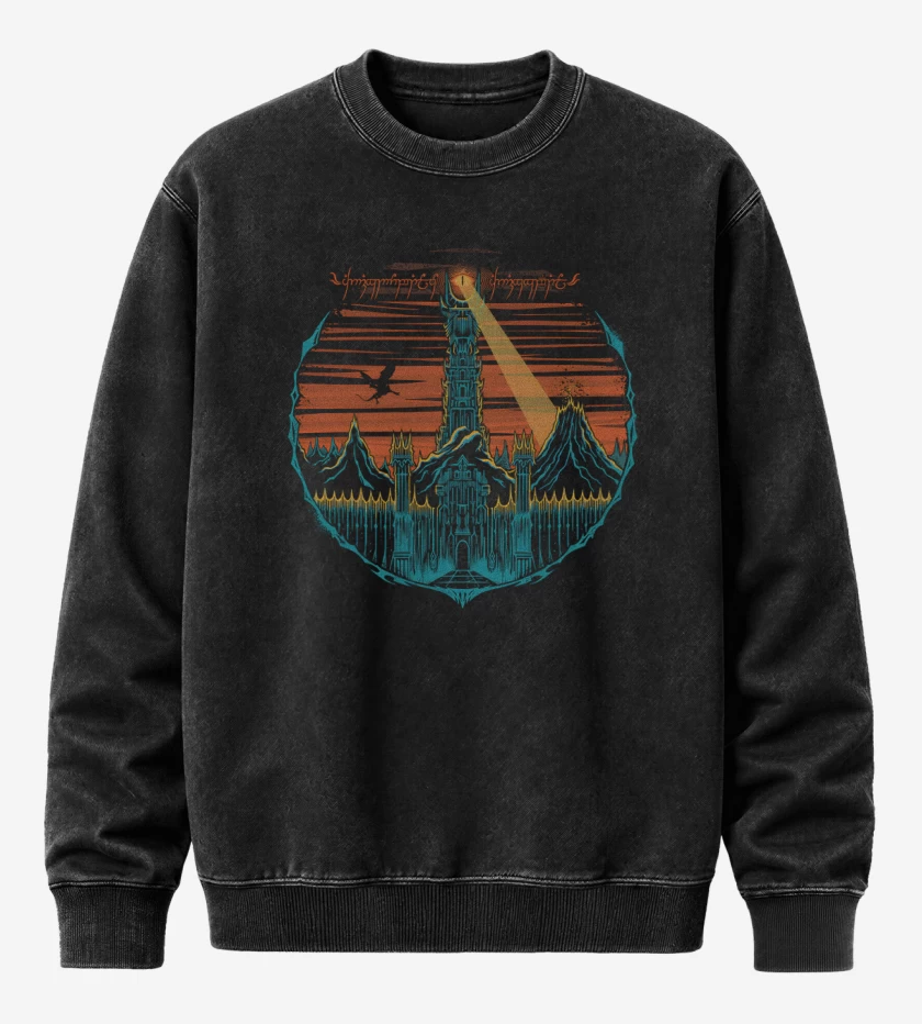 Poleron Polo Acid Wash Negro de El ojo de Sauron
