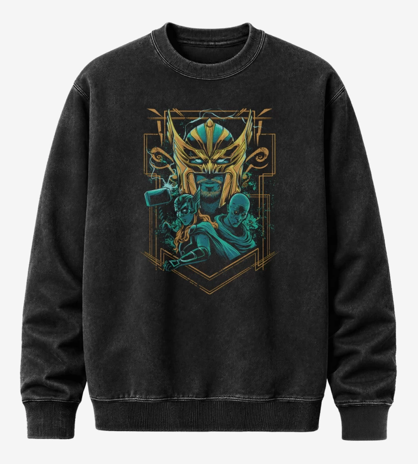 Poleron Polo Acid Wash Negro de Thor de Amor & Trueno