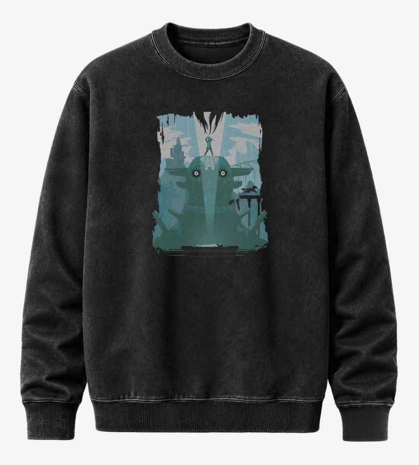 Poleron Polo Acid Wash Negro de Shadow of the Colossus 2