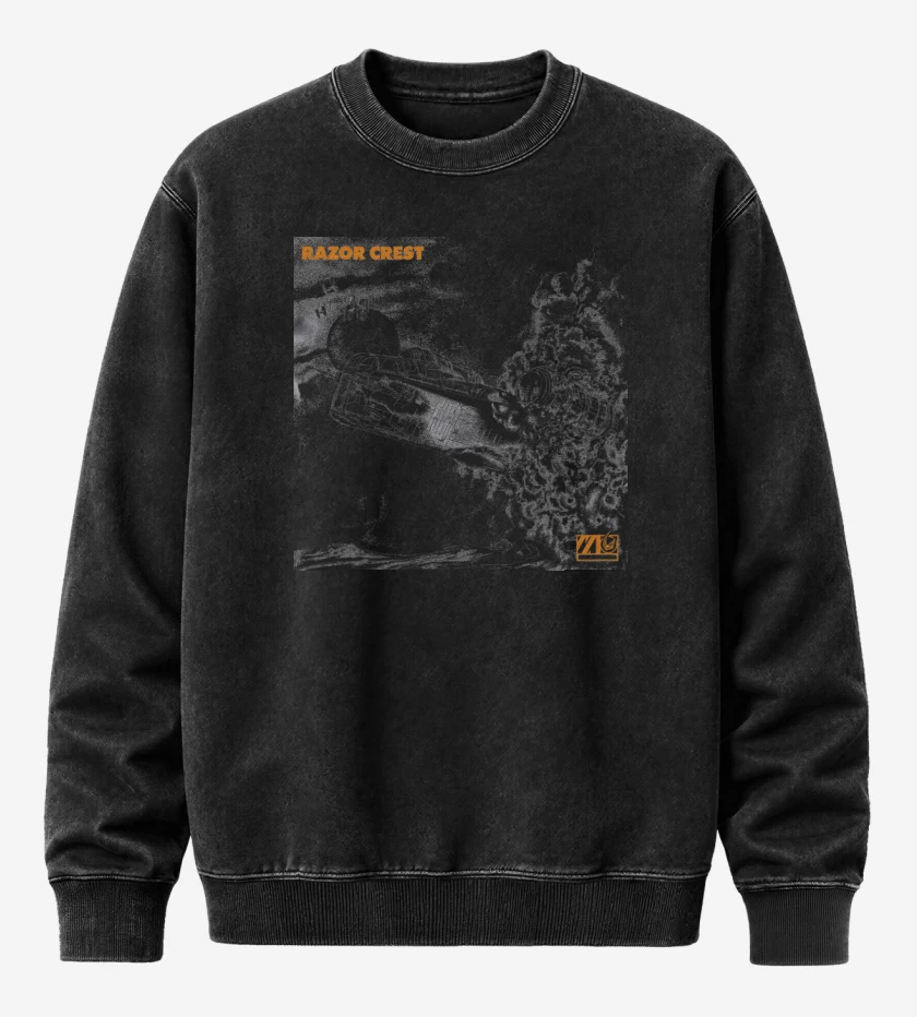 Poleron Polo Acid Wash Negro de Razor Crest