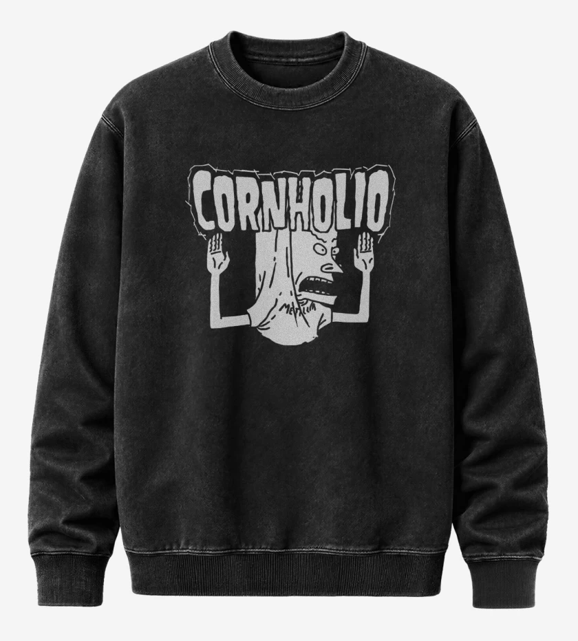 Poleron Polo Acid Wash Negro de Cornholio