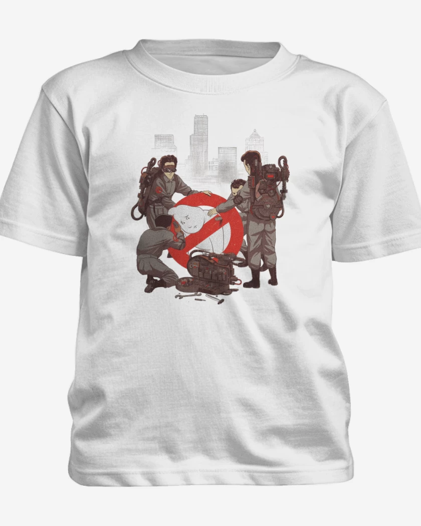 Polera de niño Blanco de Fantasma Atrapado