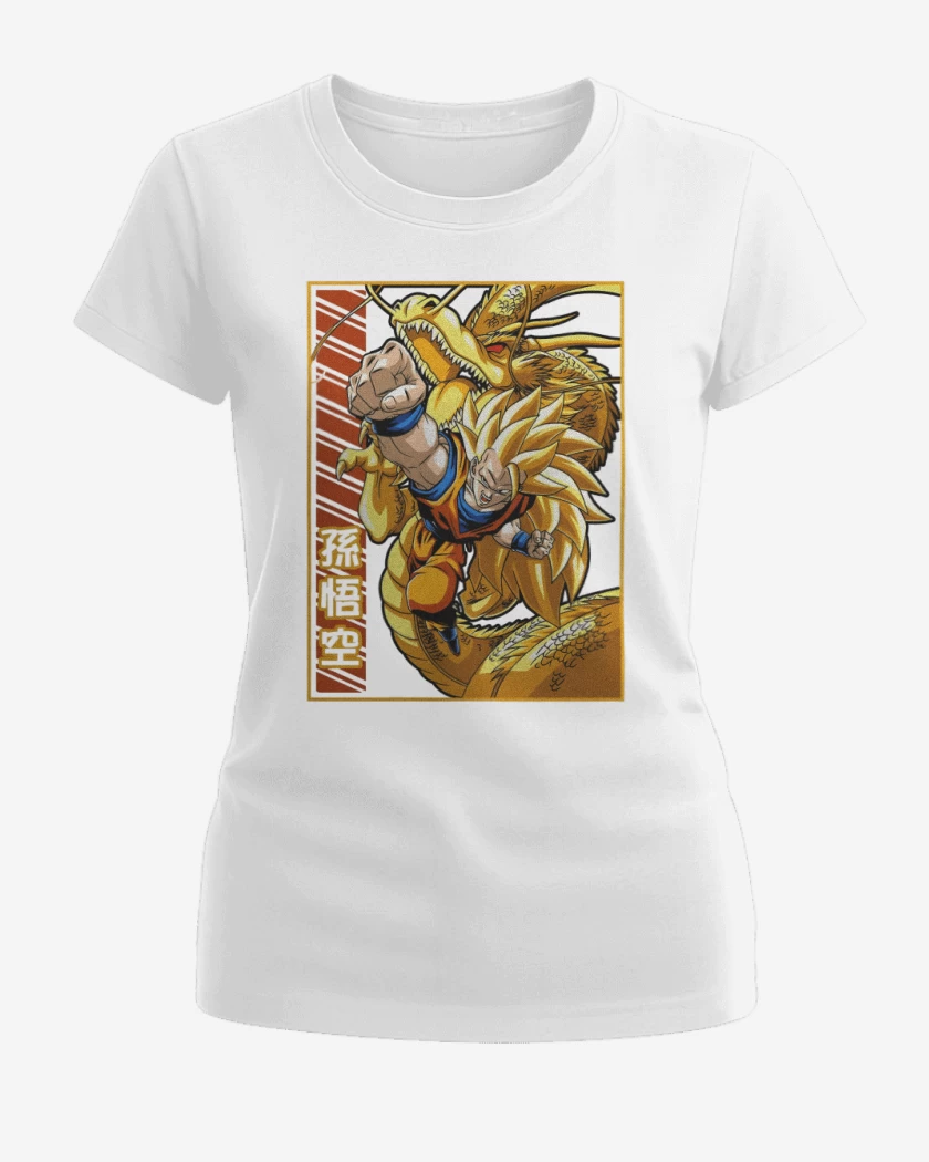 Polera de Mujer Blanco de Son Goku fase 3