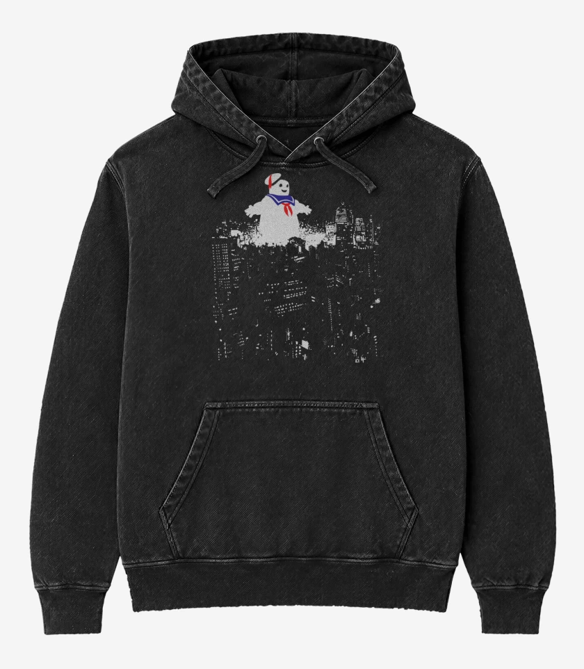 Poleron Canguro Acid Wash Negro de Stay Puft