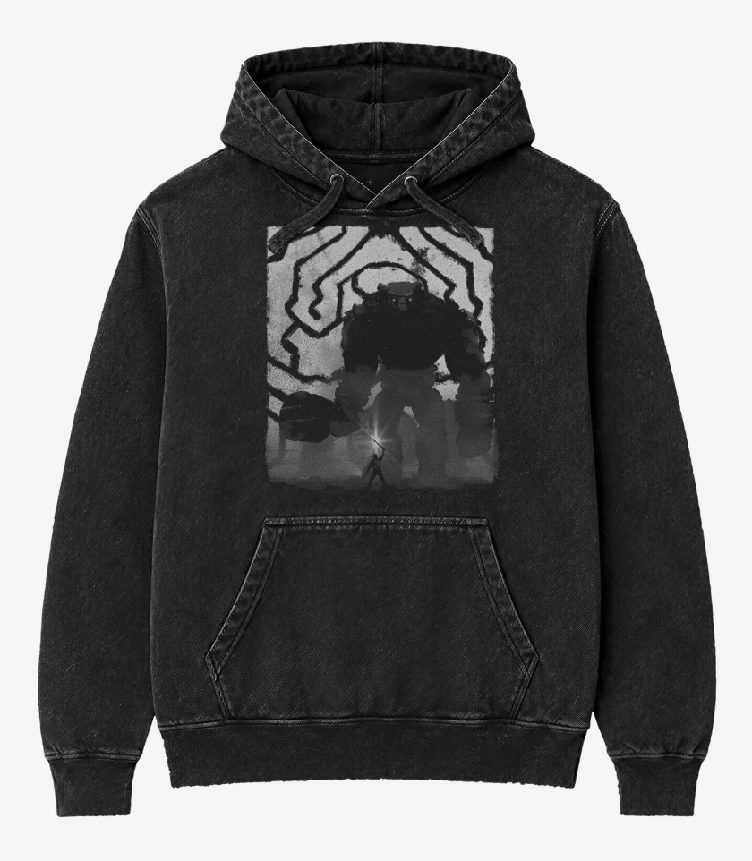 Poleron Canguro Acid Wash Negro de Shadow of the Colossus 3