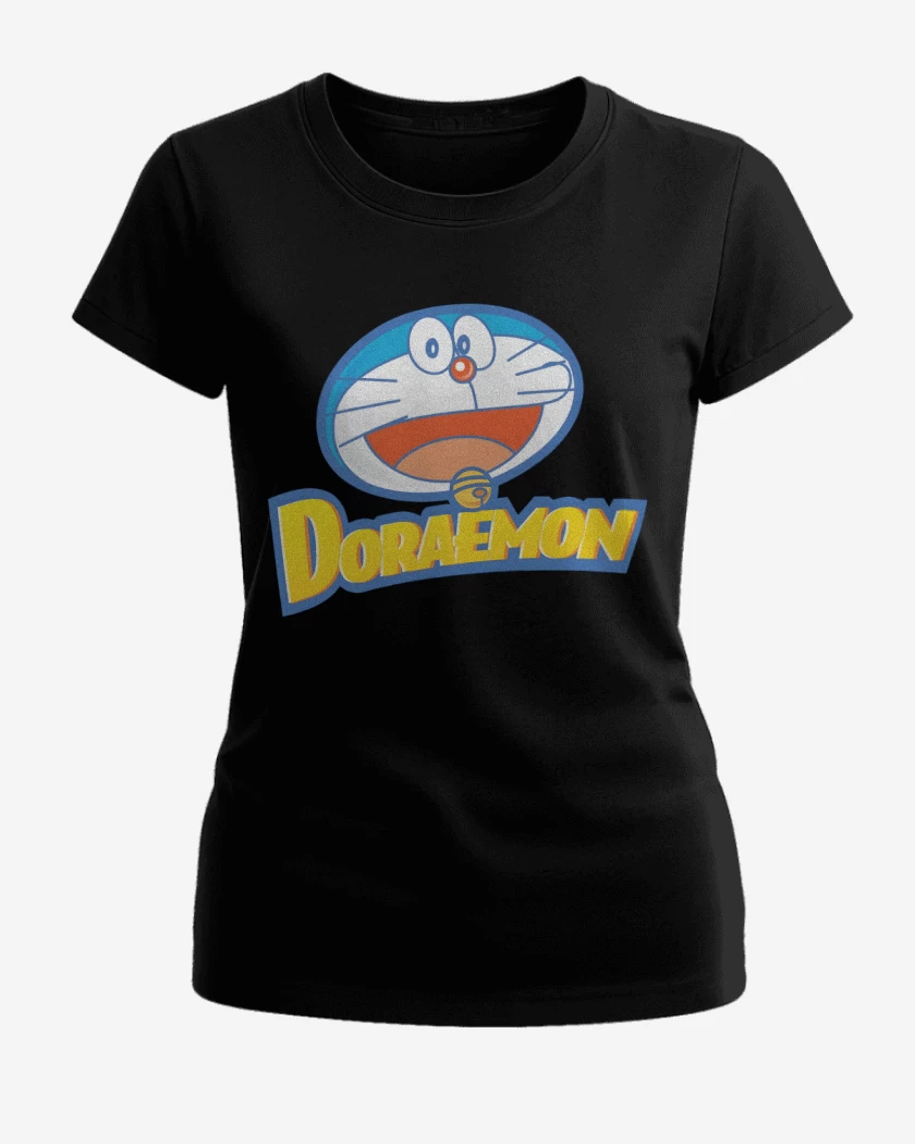 Polera de Mujer Negro de Doreamon El Gato Cósmico