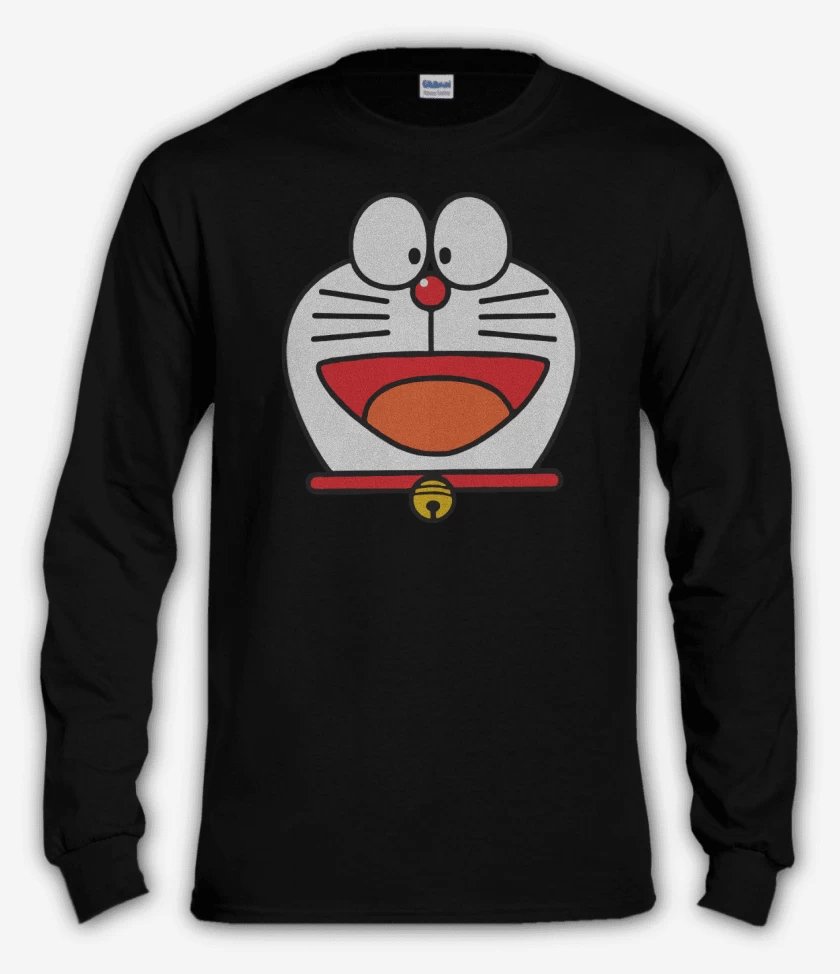 Polera manga larga Negro de Doraemon Face