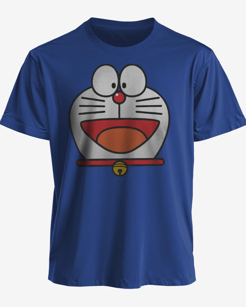 Polera Azul Rey de Doraemon Face