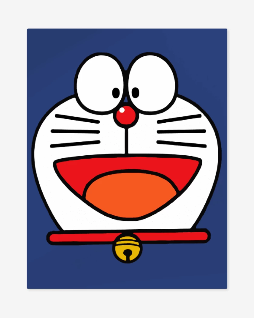 Print metalico Azul Rey de Doraemon Face