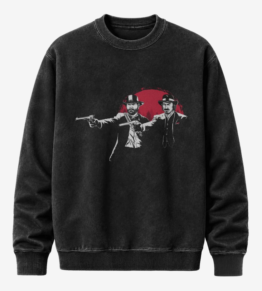 Poleron Polo Acid Wash Negro de Red Dead Fiction